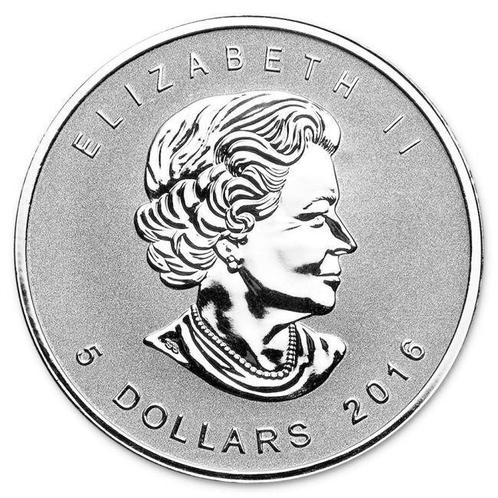 Canada. 2016 1 oz $5 CAD Canadian Silver Maple Leaf Privy, Postzegels en Munten, Edelmetalen en Baren