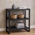 Boekenkast Mangohout Britt Laag 90 Zwart, Huis en Inrichting, Kasten | Boekenkasten, Verzenden, 100 tot 150 cm, Nieuw, 50 tot 100 cm