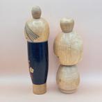 Twee vintage Kokeshi, gesigneerd door Sato Suigai en