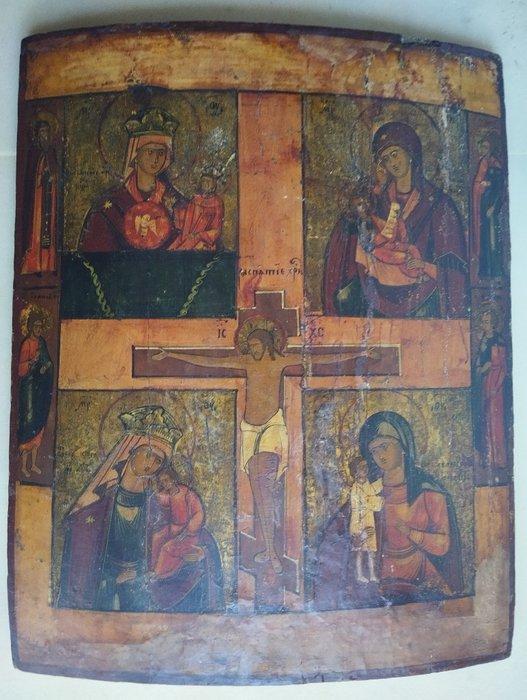 Icoon - Veel Panelen-icoon - Hout, Antiek en Kunst, Kunst | Niet-Westerse kunst