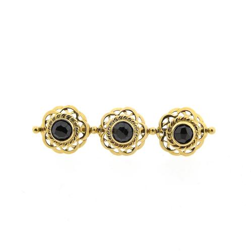 Antiek gouden broche met granaat (vintage, granaat stenen), Sieraden, Tassen en Uiterlijk, Broches, Overige kleuren, Gebruikt