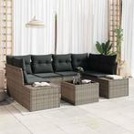 vidaXL Tuin Sofa Set 7 pcs Grijs Poly riet, Verzenden, Nieuw, Rotan