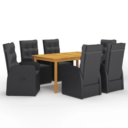 vidaXL 7-delige Tuinset zwart, Tuin en Terras, Tuinsets en Loungesets, Tuinset, Nieuw, 6 zitplaatsen, Hardhout, Verzenden