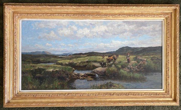 Alexandre Dubuisson (1805-1870) - Herder met kudde koeien in, Antiek en Kunst, Kunst | Schilderijen | Klassiek