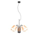 Klassieke hanglamp zwart met lampenkap goud 5-lichts - Nona, Huis en Inrichting, Nieuw, Overige materialen, Klassiek / Antiek