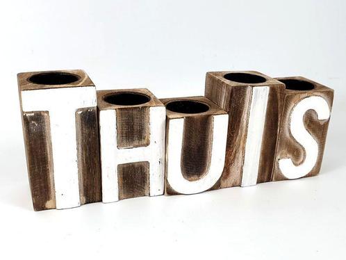Waxinehouder set=5 30cm thuis naturel/Antique white, Huis en Inrichting, Woonaccessoires | Wanddecoraties, Nieuw, Ophalen of Verzenden