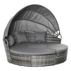 TRUUSK Zonne-eiland Rattan Loungeset Met Zonnedak En Kussens, Verzenden, Nieuw