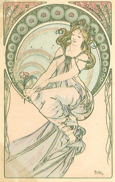 Alphonse Mucha (1860–1939) - The Arts: Painting - Signed, Antiek en Kunst, Kunst | Designobjecten