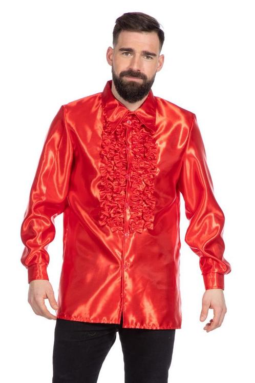 Disco Blouse Ruches Rood, Kleding | Heren, Carnavalskleding en Feestkleding, Nieuw, Verzenden