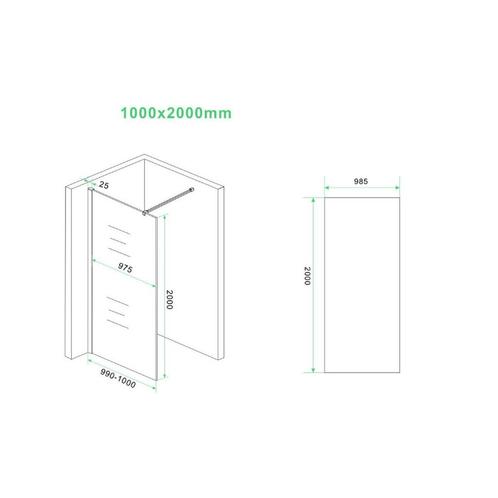 Inloopdouche BWS Danielle Brons Rookglas 100x200 8mm Nano, Doe-het-zelf en Verbouw, Sanitair, Ophalen of Verzenden