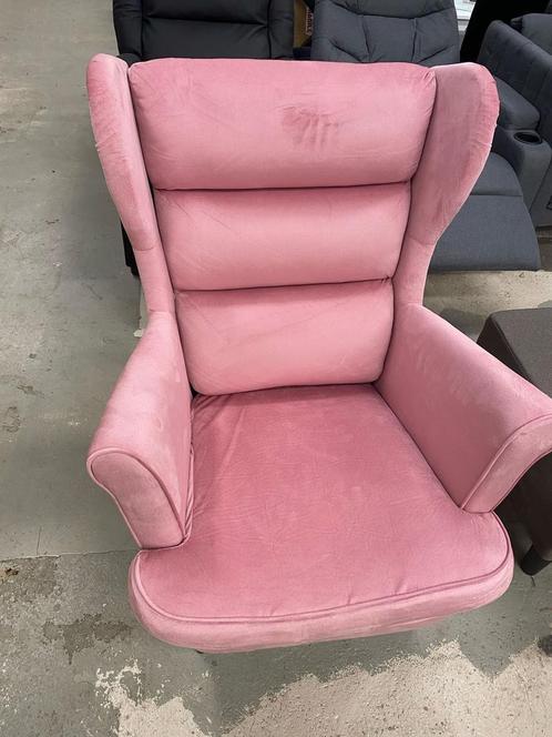 Fauteuil fluweel roze LEEGVERKOOP, Huis en Inrichting, Fauteuils, 50 tot 75 cm, 75 tot 100 cm, Nieuw, Ophalen