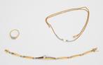 Set van drie 18k bi-color gouden juwelen bezet met diamant, Gebruikt