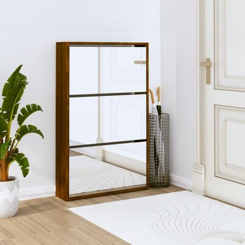vidaXL Schoenenkast met spiegel 3-laags 63x17x102,5 cm, Huis en Inrichting, Kasten | Schoenenrekken, Nieuw, Verzenden