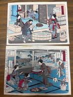 Silkworm Cultivation Scenes - Utagawa School  - Japan