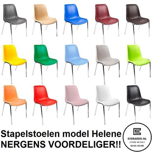 Nergens goedkoper: stapelbare kantine stoelen. Div. modellen, Huis en Inrichting, Stoelen, Nieuw, Kunststof, Metaal, Ophalen of Verzenden