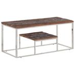vidaXL Salontafel roestvrij staal en massief bielshout, Verzenden, Nieuw, Metaal