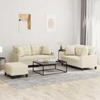 vidaXL 3-delige Loungeset met kussens kunstleer crèmekleurig, Huis en Inrichting, Banken | Bankstellen, Verzenden, 150 tot 200 cm