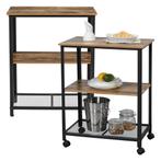 Keukentrolley Freiburg met 2 planken 76,5x60x40 hout zwart, Verzenden, Nieuw