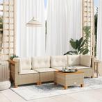 vidaXL 5-delige Loungeset met kussens poly rattan beige, Verzenden, Nieuw, Rotan, Loungeset