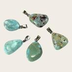 Larimar edelsteen ketting hanger rvs, Verzenden, Nieuw