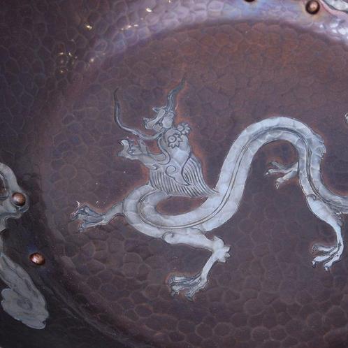 Brons - kyuhodo/ - Zilveren ingelegd drakenbeeld vaas -, Antiek en Kunst, Antiek | Overige Antiek