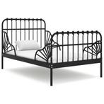 vidaXL Bedframe verlengbaar metaal zwart 80x130/200 cm, Huis en Inrichting, Slaapkamer | Bedden, Eenpersoons, Verzenden, Zwart