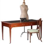 Engelse strakke schrijftafel Maple  & Co ca 1910 met groen l, Antiek en Kunst, Antiek | Meubels | Tafels, Ophalen of Verzenden