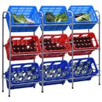 vidaXL Opbergrek voor 9 kratten 145x33x116 staal, Huis en Inrichting, Verzenden, Nieuw