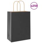 vidaXL Papieren zakken 250 st met hengsels 21x11x28 cm zwart, Verzenden, Nieuw