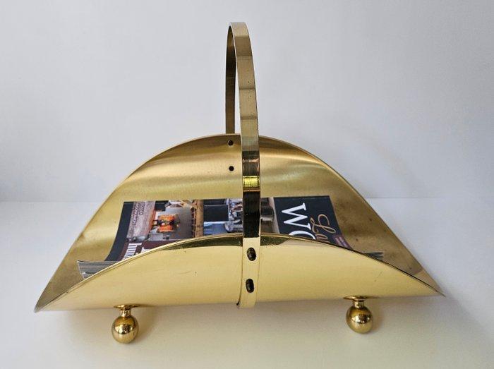 Lectuurmand / Houtmand - Mand - Messing, Antiek en Kunst, Curiosa en Brocante