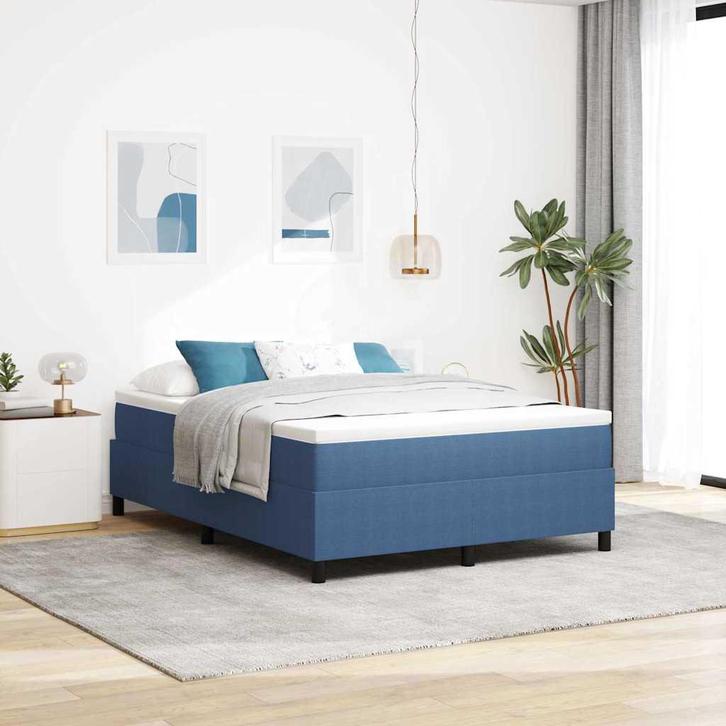 vidaXL Platform bedframe Blauw 140 x 200 cm Stof, Huis en Inrichting, Slaapkamer | Bedden, Blauw, Nieuw, Stof, Verzenden