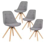 Set van 4 Linnen Eetkamerstoelen – Houten Poten, Huis en Inrichting, Stoelen, Verzenden, Nieuw