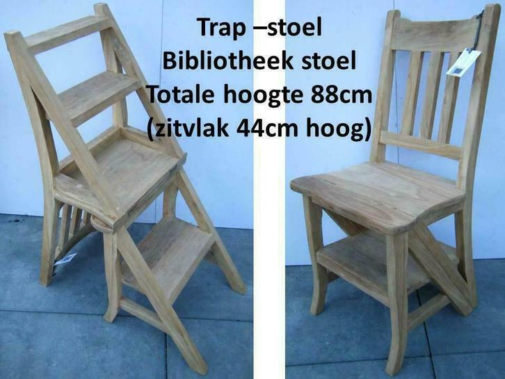 Trapstoel 2-in-1, stoel en huishoudtrapje / ladder in-een, Huis en Inrichting, Stoelen, Vijf, Zes of meer stoelen, Bruin, Nieuw