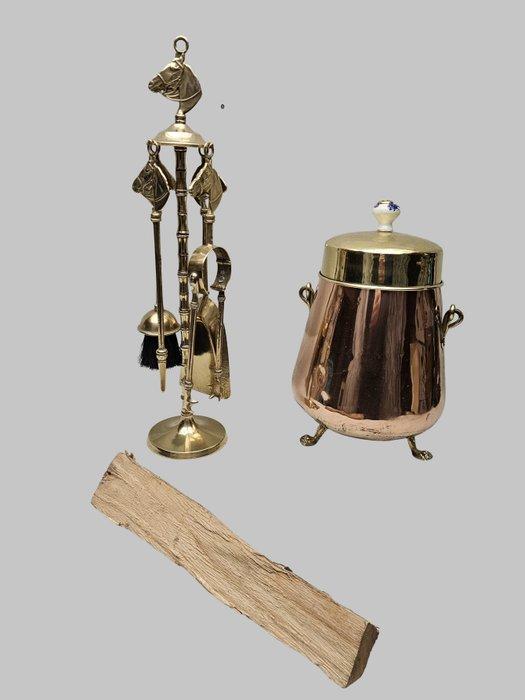 Fraai Openhaardstelset , Haardstel en antieke Doofpot -, Antiek en Kunst, Curiosa en Brocante