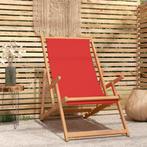 vidaXL Strandstoel inklapbaar massief teakhout rood, Verzenden, Nieuw, Teakhout
