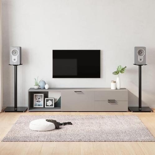 vidaXL Luidsprekerstandaards 2 st 1 pijler gehard glas zwart, Muziek en Instrumenten, Standaards, Nieuw, Verzenden