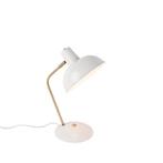Retro tafellamp wit met brons - Milou, Minder dan 50 cm, Nieuw, Overige materialen, Modern