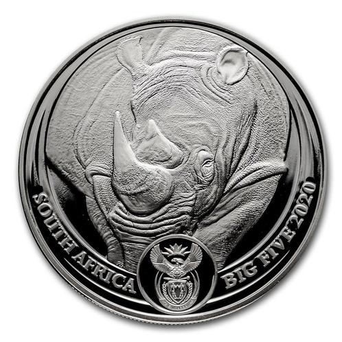 Big 5 Serie 1 - Rhino 1 oz 2020 (15.000 oplage), Postzegels en Munten, Munten | Afrika, Losse munt, Zilver, Zuid-Afrika, Verzenden