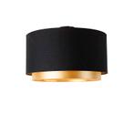 Moderne plafondlamp zwart met goud 47 cm duo kap - Combi, Nieuw, Overige materialen, Modern