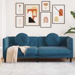 vidaXL Bank met kussens 3-zits fluweel blauw, Verzenden, Nieuw, Driepersoons, Stof