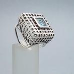 Zilver, Grote Bauhaus Stijl - Ring - Handgesmeed.