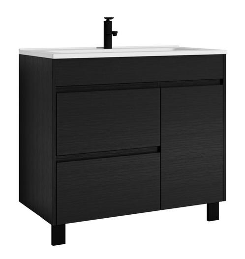 Badkamermeubel Set Salzburg 80 cm Zwart Houtnerf Badmeubel, Huis en Inrichting, Badkamer | Badkamermeubels, Nieuw, Wastafelkast