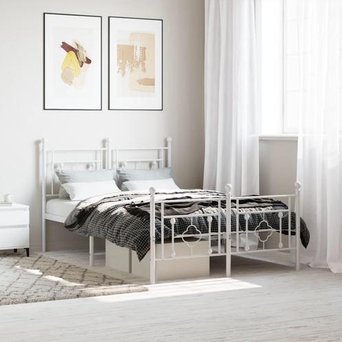 vidaXL Bedframe met hoofd- en voeteneinde metaal wit 120x200, Huis en Inrichting, Slaapkamer | Bedden, 120 cm, 200 cm, Wit, Twijfelaar