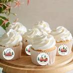 Sluitstickers kerstetiketten merry christmas kersttrein rond, Hobby en Vrije tijd, Ophalen of Verzenden, Nieuw