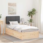 vidaXL Bedframe met Gevoerd Hoofdgedeelte Donkergrijs 80 x, Huis en Inrichting, Slaapkamer | Bedden, Verzenden, Nieuw, Grijs, Hout