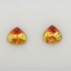 2 pcs Tweekleurig, Geel, Groen, Oranje, Roze Toermalijn -, Nieuw