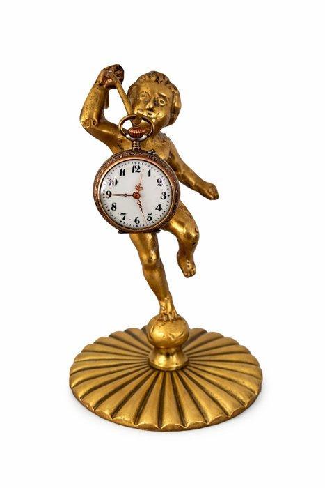 Figuur - Franse cherubengel zakhorlogehouder met Zwitsers, Antiek en Kunst, Curiosa en Brocante