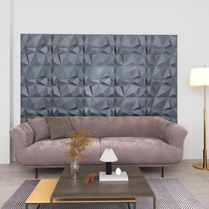 vidaXL 24 st Wandpanelen 3D diamant 6 m² 50x50 cm grijs, Doe-het-zelf en Verbouw, Platen en Panelen, Nieuw, Verzenden