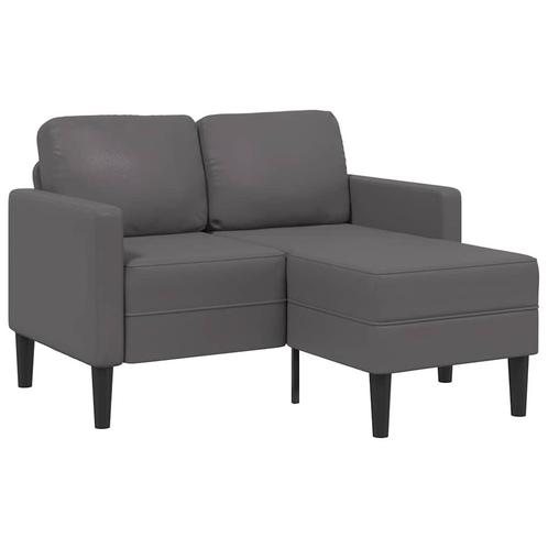 vidaXL 2-zitsbank met chaise longue, L-vormig, grijs, 125, Huis en Inrichting, Banken | Bankstellen, Nieuw, Leer, Tweepersoons
