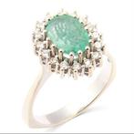 Cocktailring - 14 karaat Witgoud - 1.65ct. tw. Smaragd -, Sieraden, Tassen en Uiterlijk, Antieke sieraden